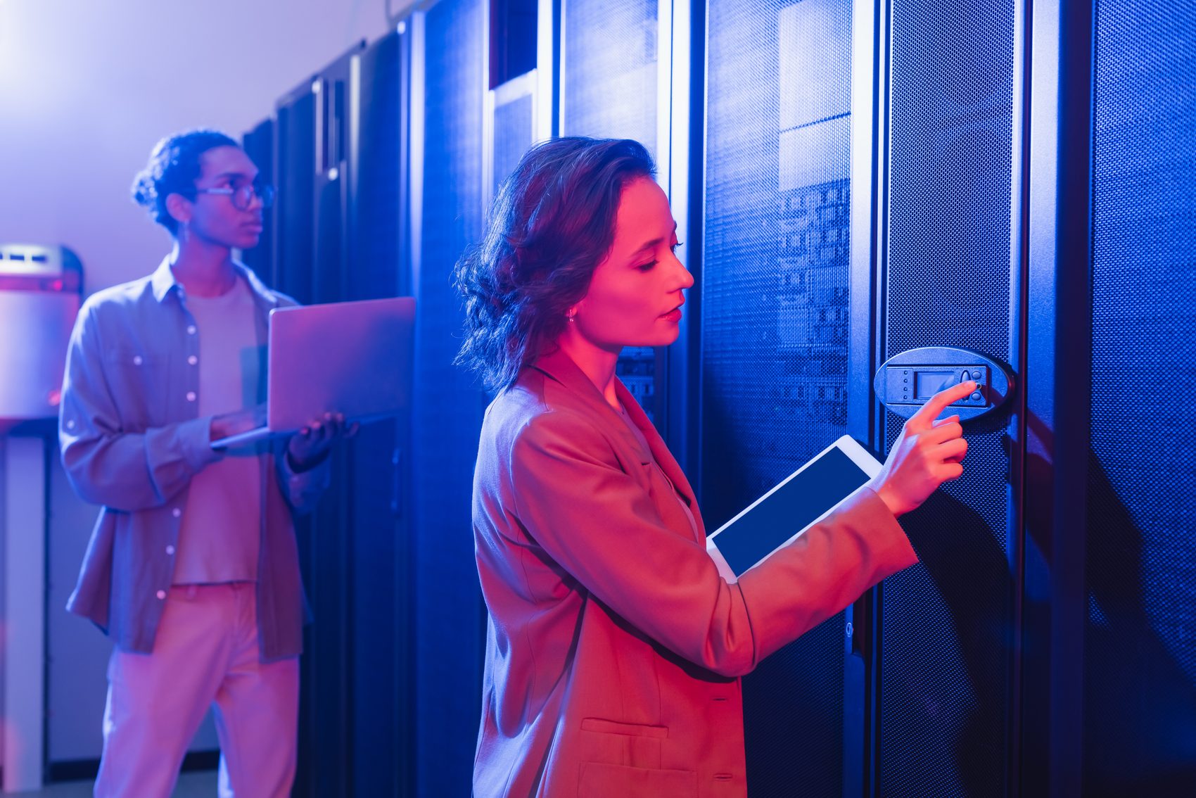 Data security and infrastructure specialists at work
